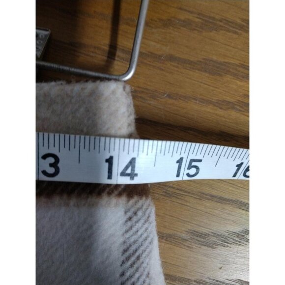 Plaid Button-Up Mini Skirt With Scalloped Hem  E & M  S  Beige & Brown Wool-Blen - Picture 6 of 8